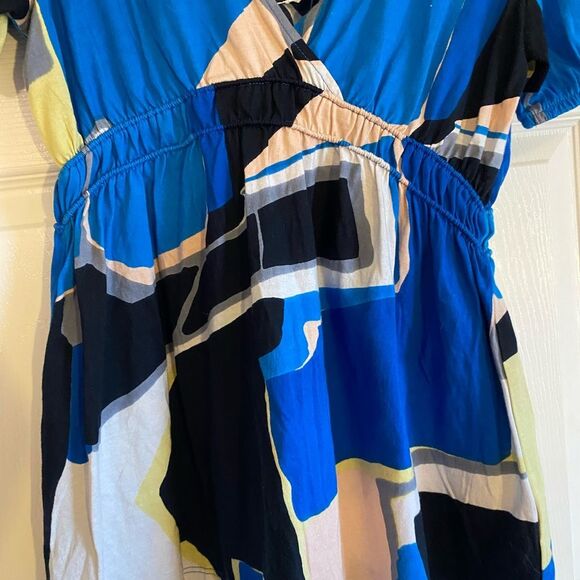 NWT French Connection medium Y2K vintage retro blue babydoll abstract top - Picture 3 of 7